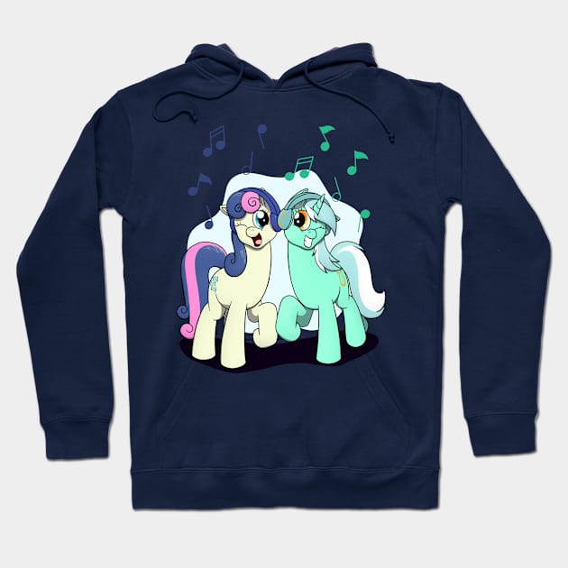 Lyra & Bon Bon with Headphones Hoodie by Heartbeat Unicorn